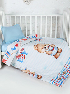 Комплект постельного белья ясельный BabyRelax Мишка морячок