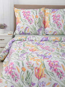 Комплект постельного белья 2 спальный с европростыней Традиция Floral