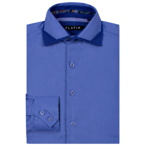 Рубашка Platin Body fit синего цвета длинный рукав для мальчика