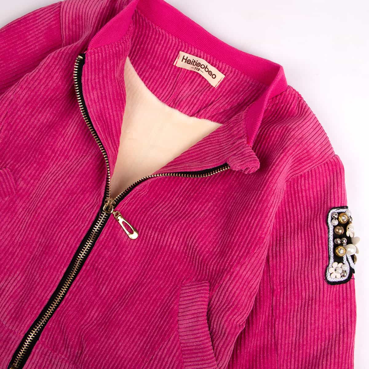 Куртка Haitiaobao Velveteen малинового цвета для девочки