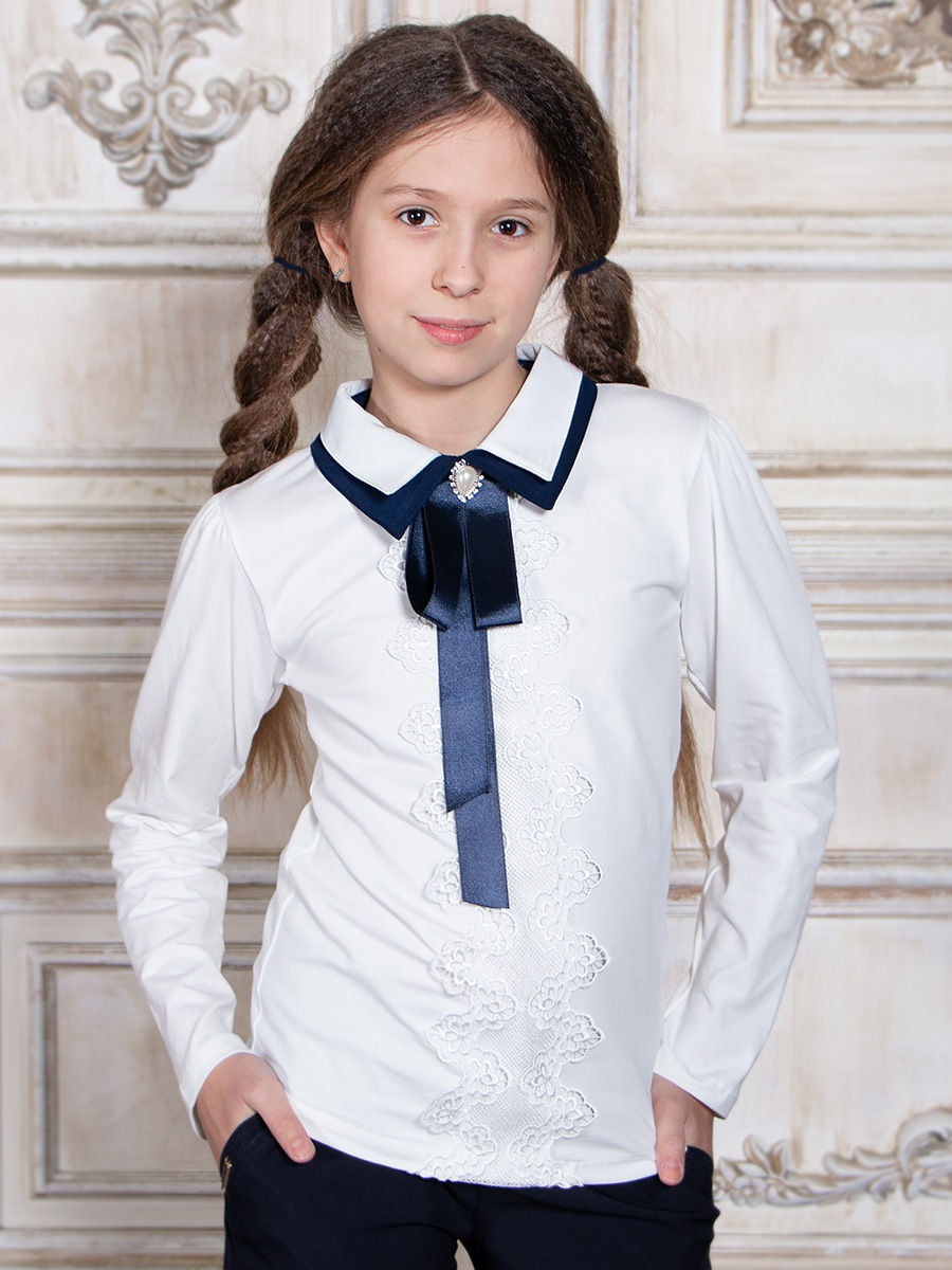 Блузка Соль&Перец длинный рукав с брошью