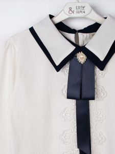 Блузка Соль&Перец длинный рукав с брошью