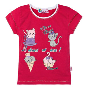 Футболка Bobito Cats красная для девочки