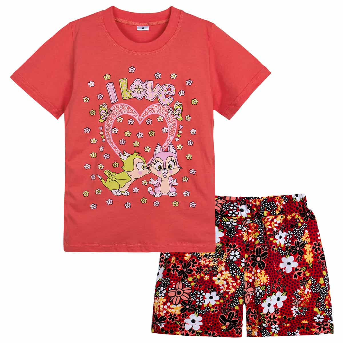 Комплект Adik 5-8 "I love" коралловый для девочки